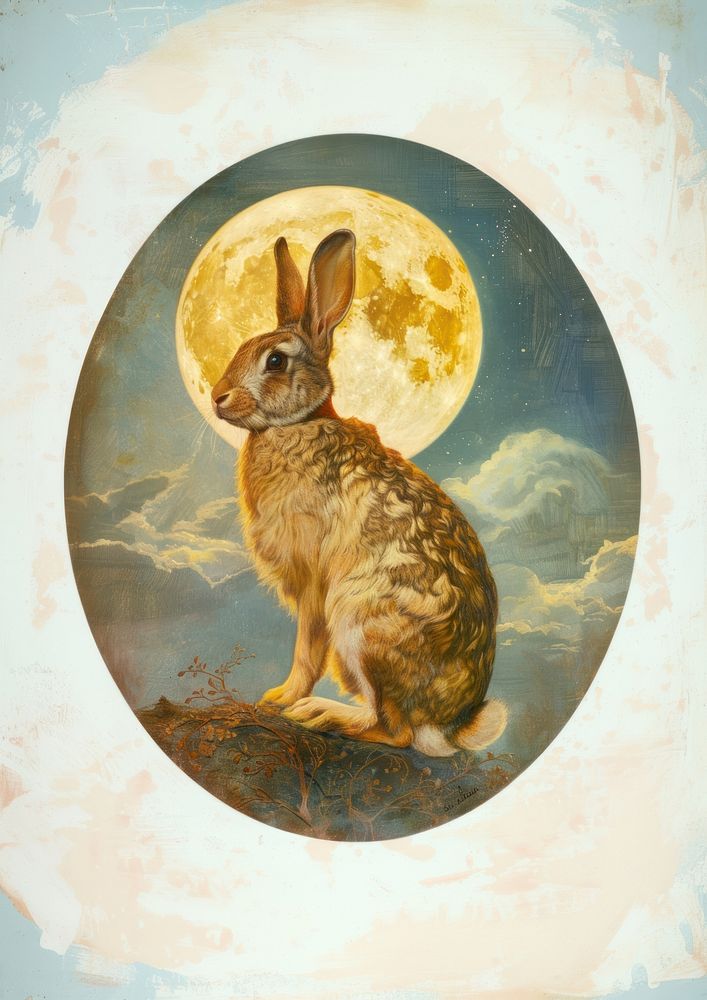 Rabbit moonlight surreal fantasy art