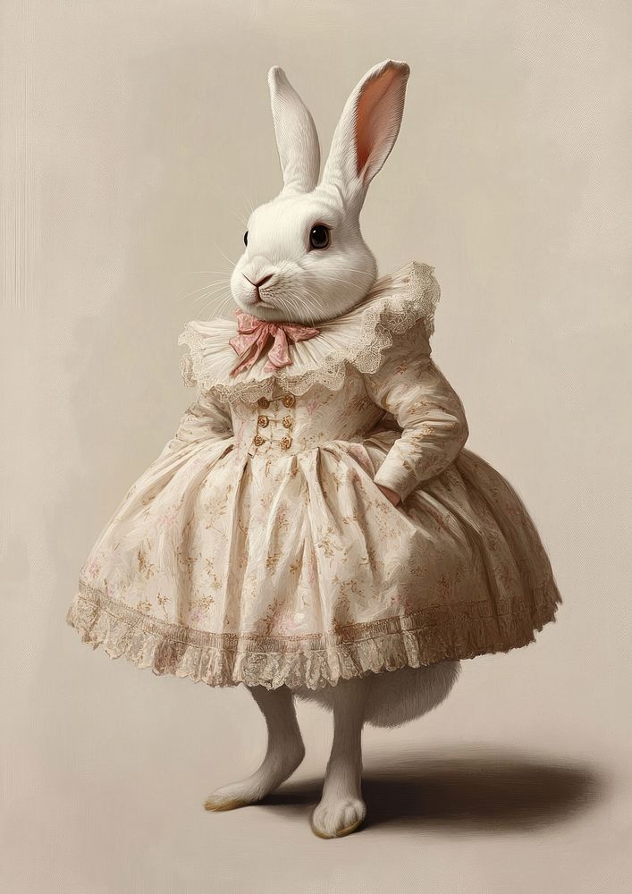 White Vienna Rabbit wearing Las | Free Photo Illustration - rawpixel