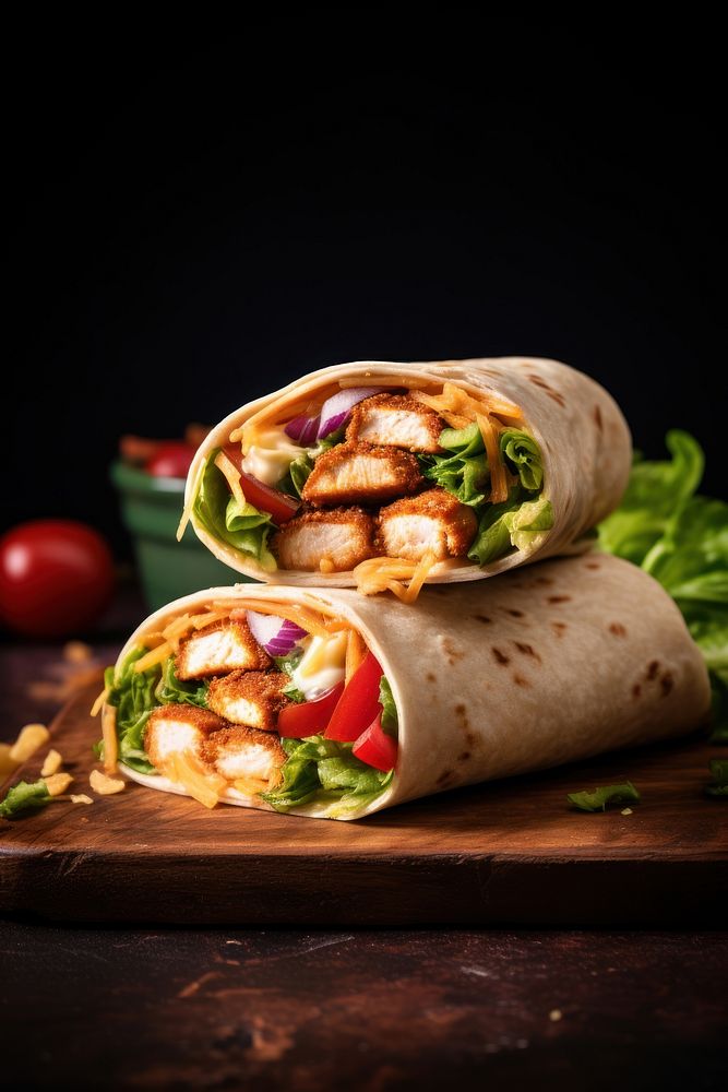 Delicious chicken wraps with vegetables