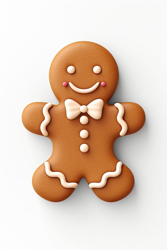 Flat lay cute bold illustration of gingerbread man dessert cookie confectionery.