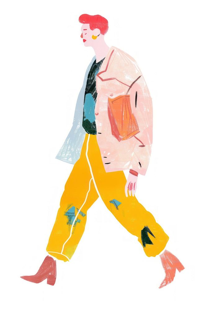 Fashion man walking illustration clothing art.