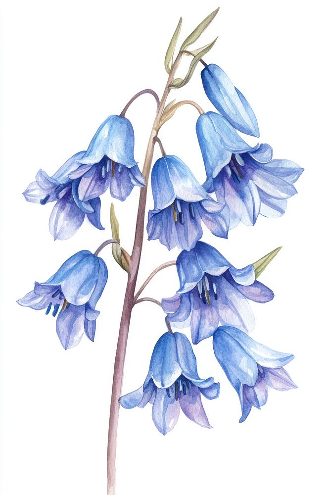 Elegant bluebell watercolor illustration