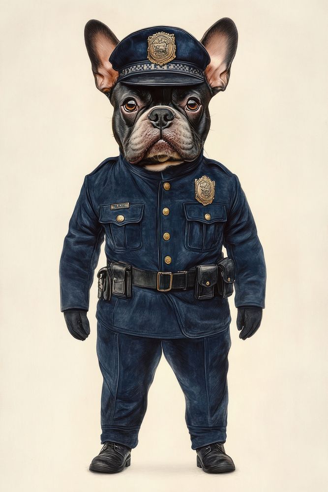 Bulldog costumes wearing police bulldog animal human.