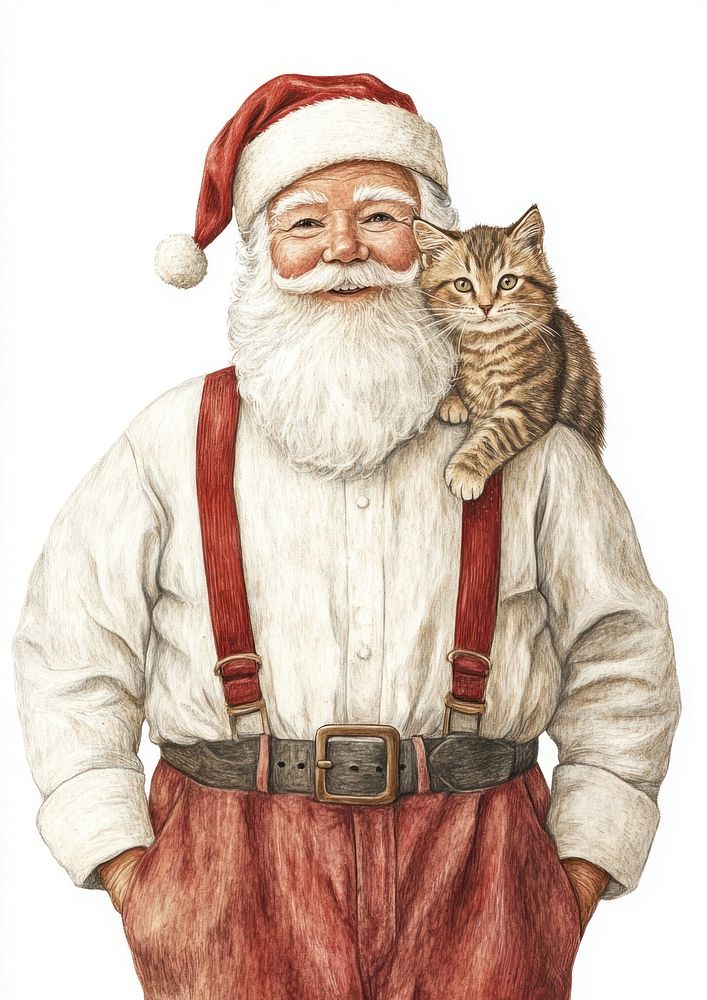 A cute Santa Claus illustration suspenders santa.