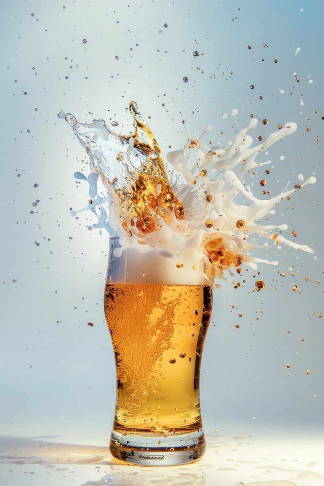 Exploding beer glass explosion beverage | Free Photo - rawpixel