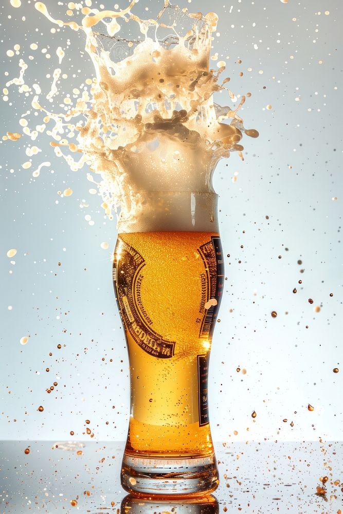 Exploding beer glass drink advertisement | Free Photo - rawpixel