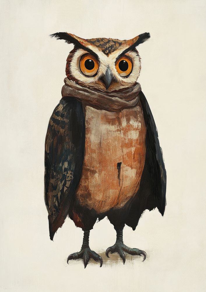 A owl costumes wearing halloween theme painting animal bird.