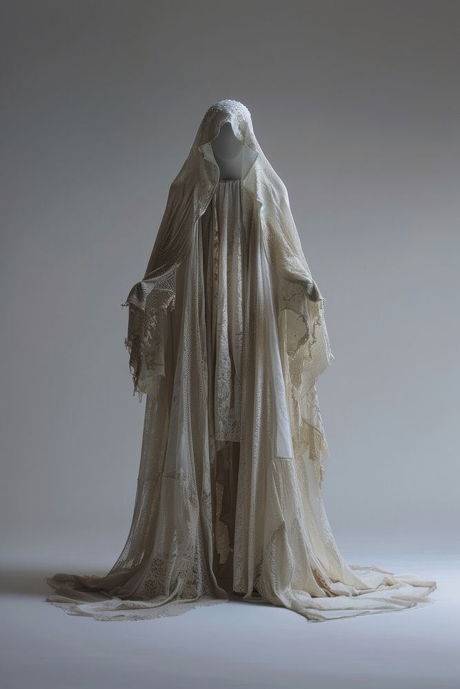 Ethereal lace-covered ghostly figure