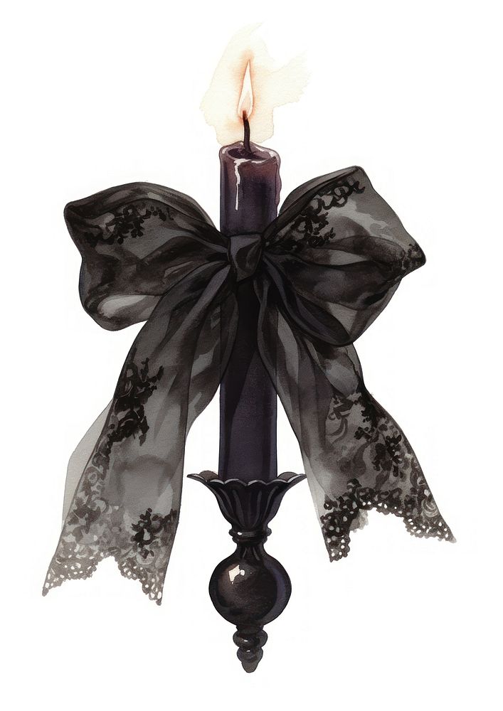 Black coquette Twisted Taper Candle candle illustration aesthetic.