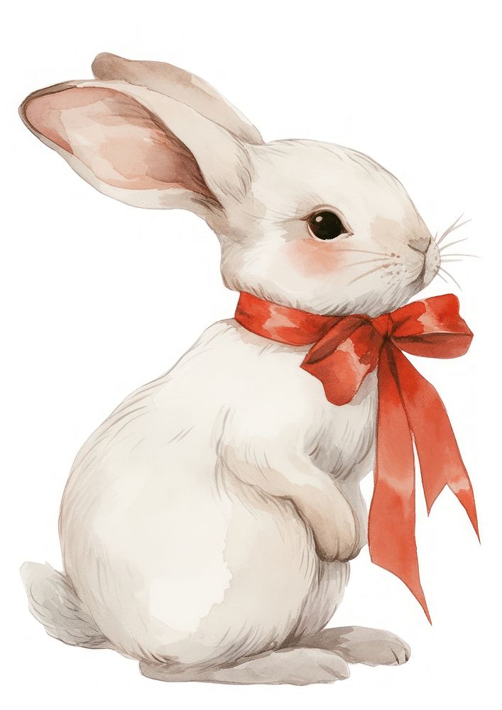 Coquette rabbit illustration watercolor animal.