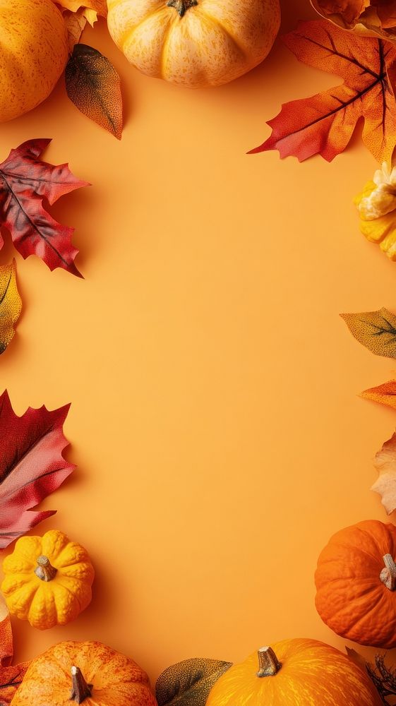 Thanksgiving background pumpkins leaves.