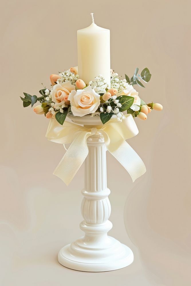 Wedding white Candlestick flowers candle candlestick.