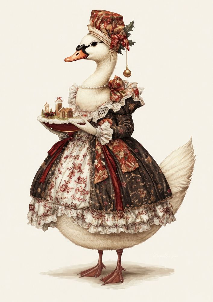 Swan animal illustration victorian.