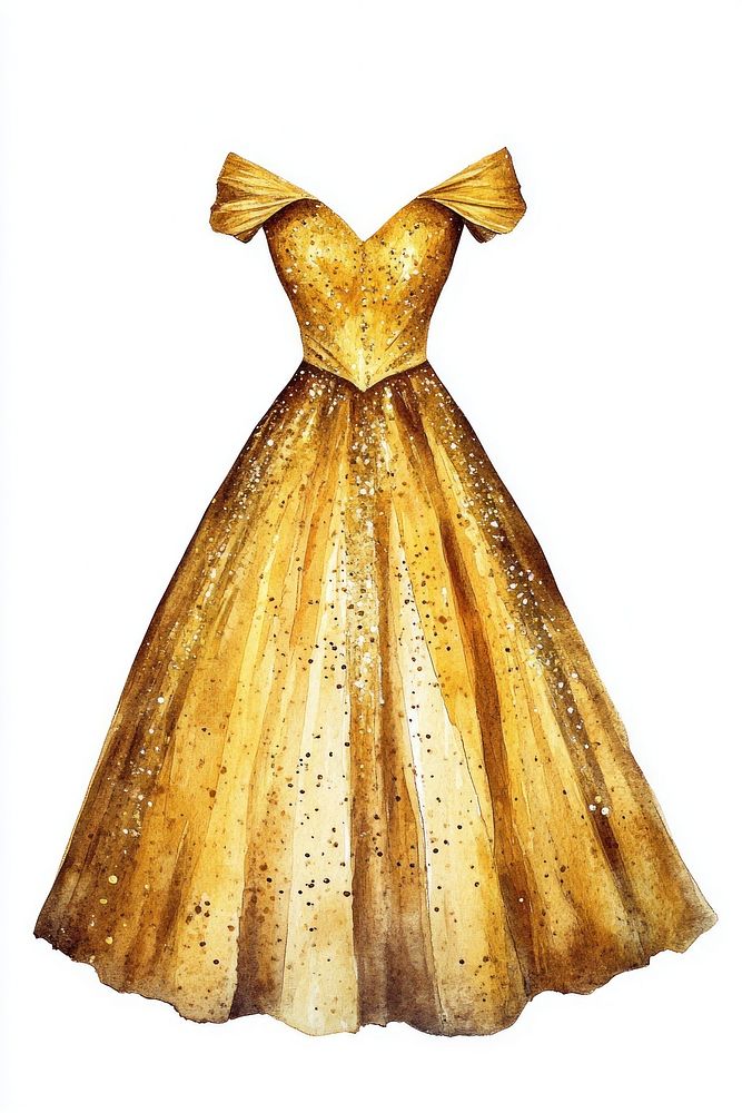 Gold Elegant Gown gown illustration fashion.