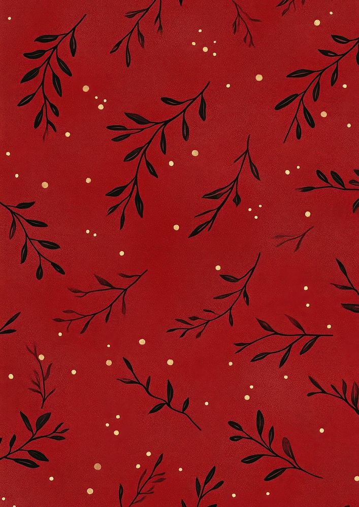 A dark red pattern with small leaves and dots background elegant design.