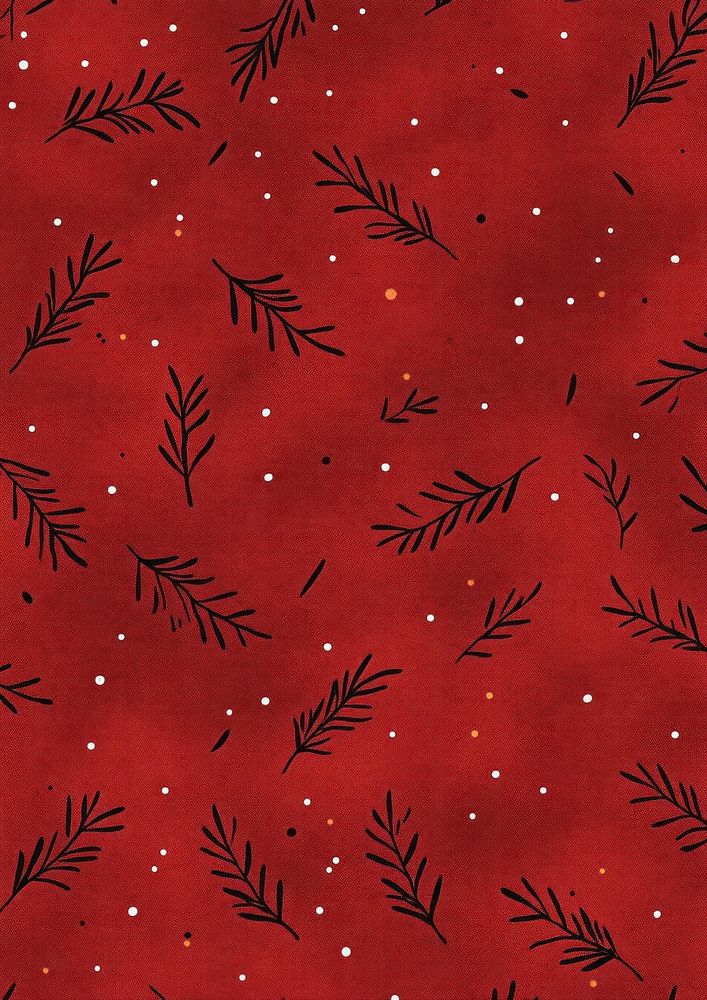 A dark red pattern with small pine leaves and dots background elegant design.