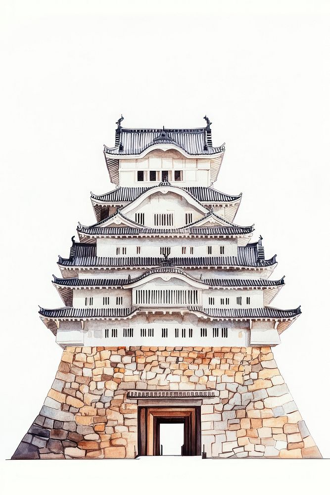 Japanese Himeji Castle castle architecture illustration.