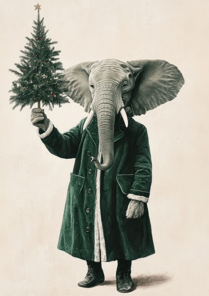 Christmas coat tree illustration.