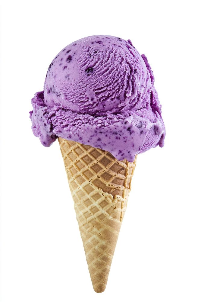 Real blueberry icecream cone dessert food photography.