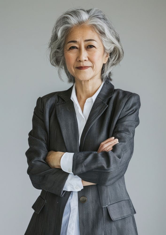 A middle-aged asian woman portrait professional confident.