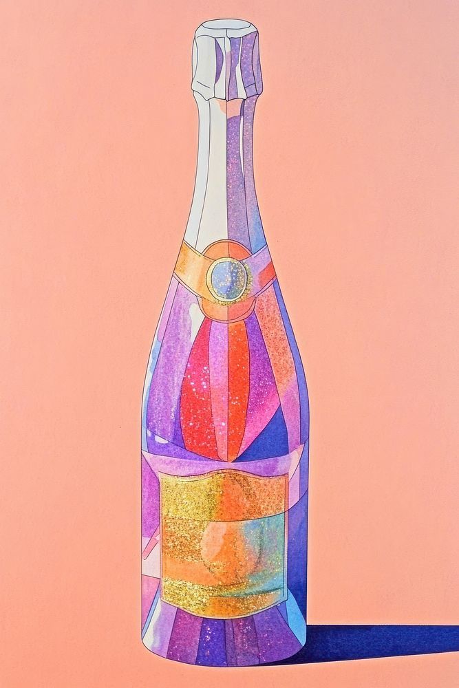 A champagne bottle illustration geometric beverage.