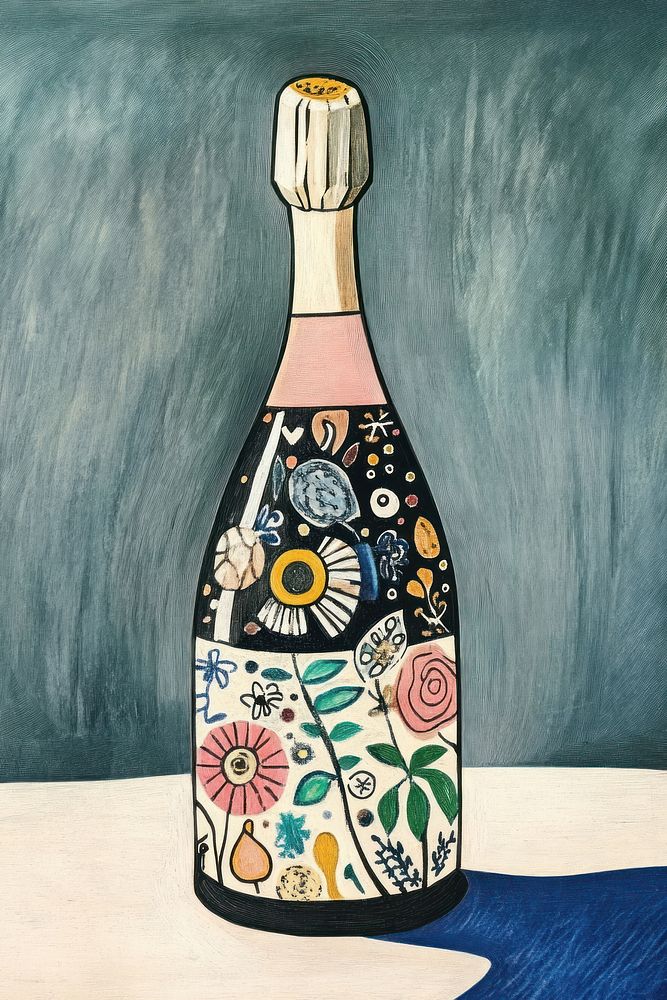 A champagne bottle illustration background art.