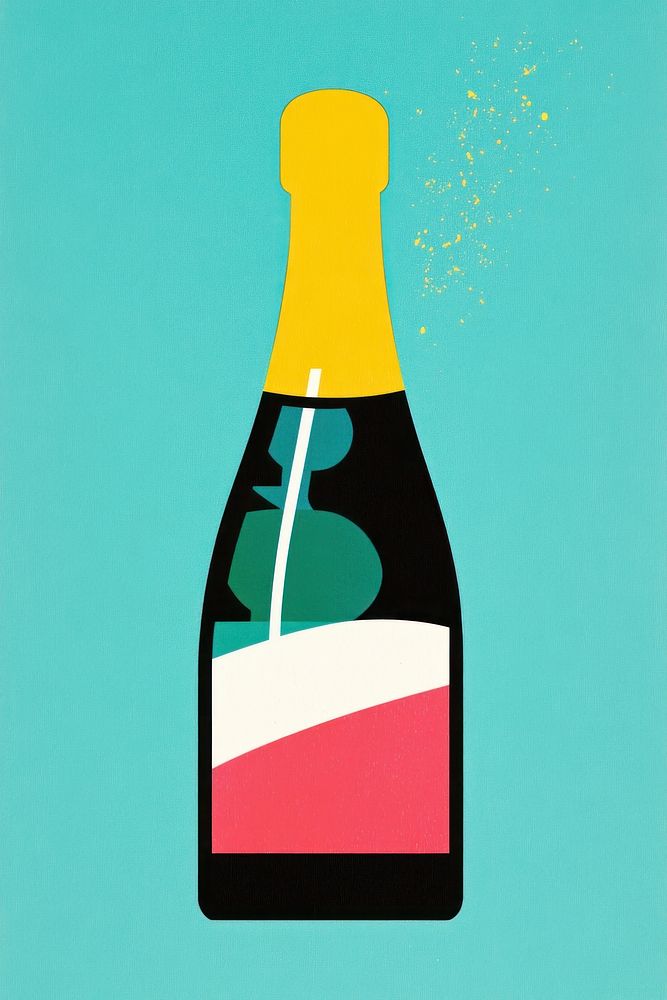 A champagne bottle illustration celebration minimalist.