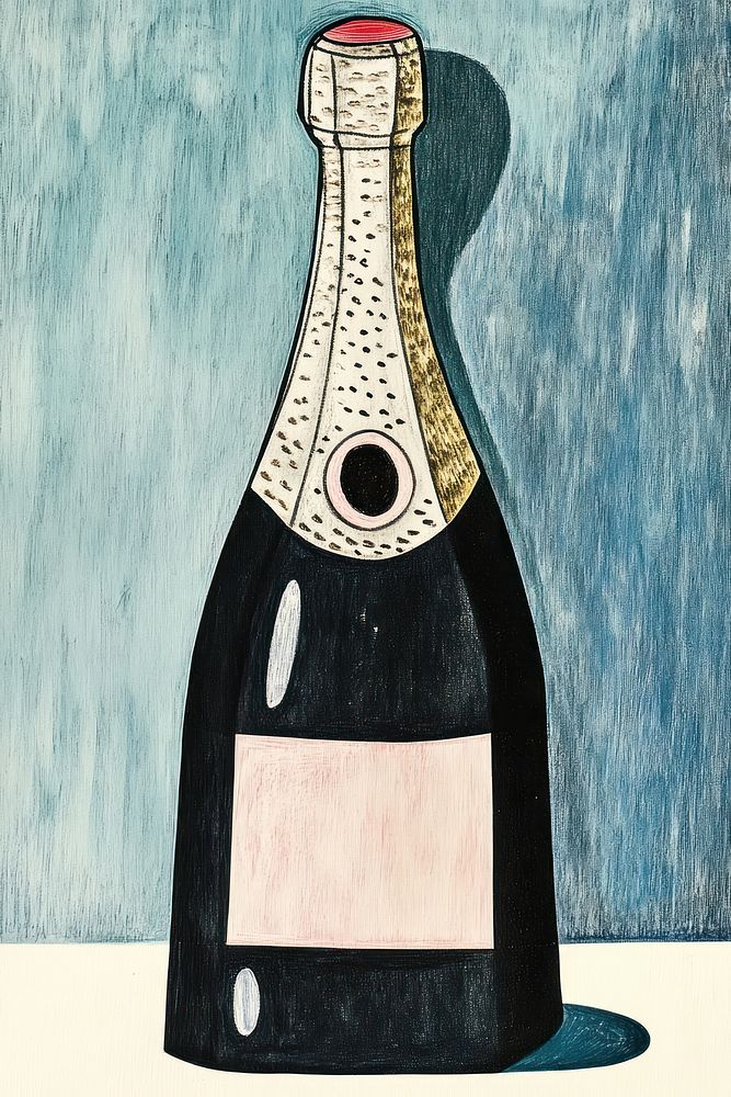 A champagne bottle illustration drink wine.