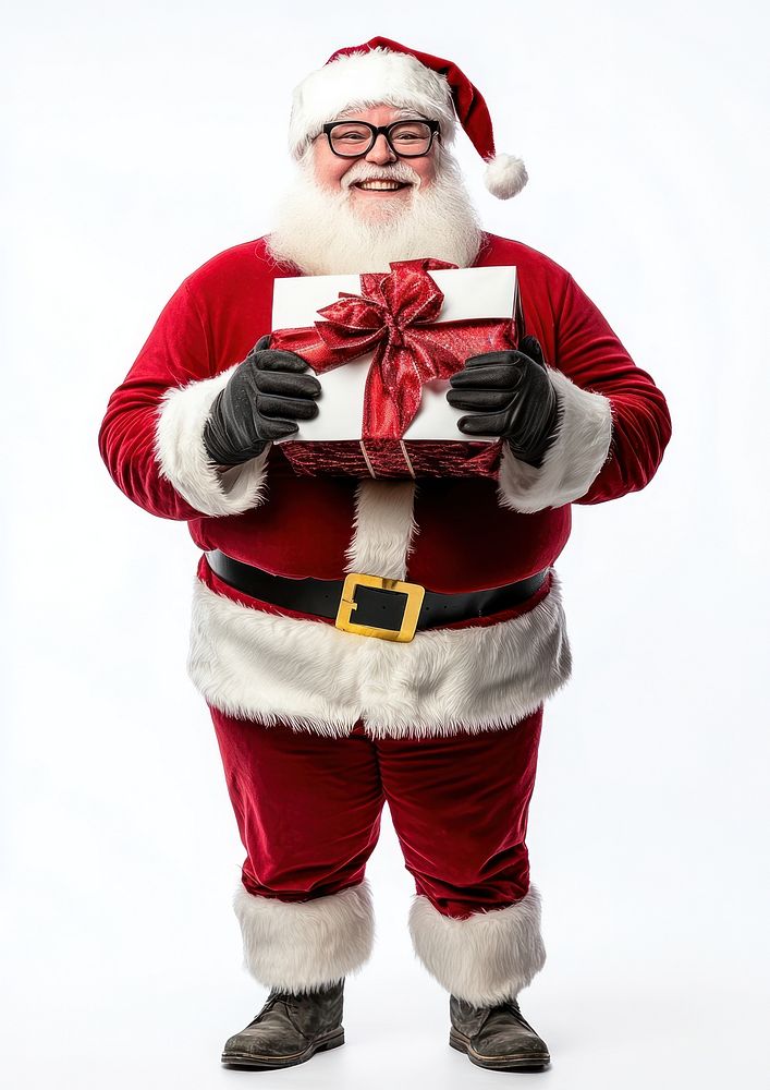 Santa Claus smiling glasses background christmas.