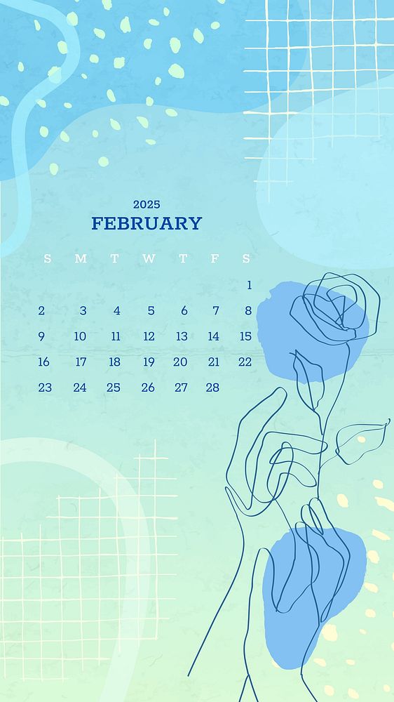 February 2025 calendar colorful illustration