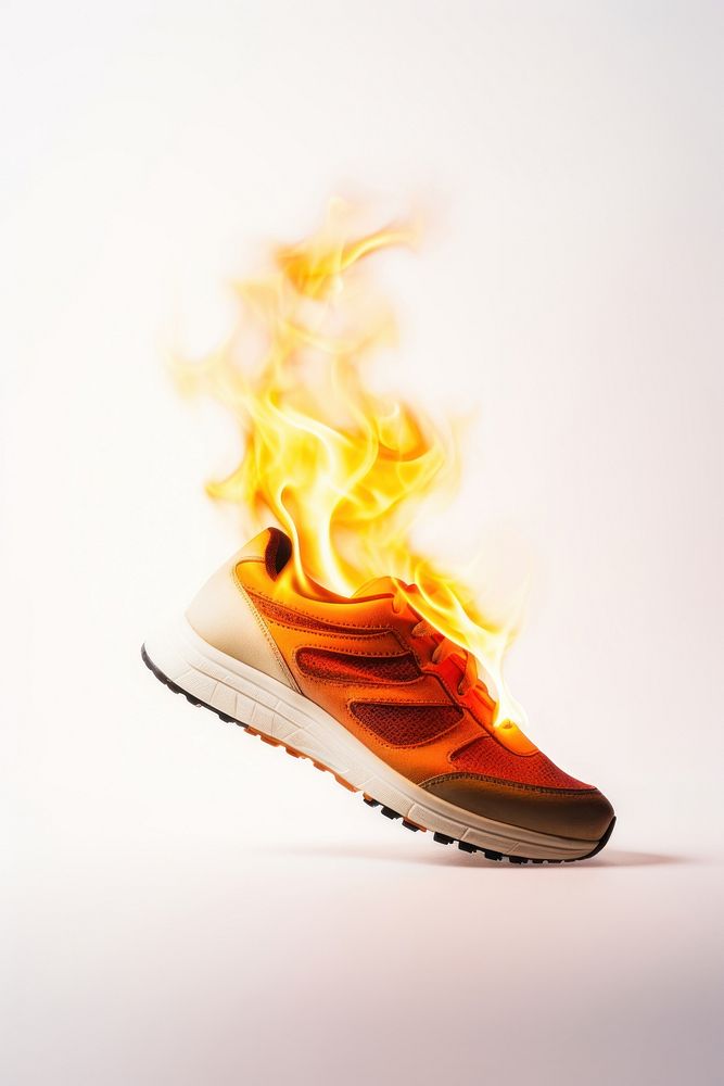 Photography of a Burning running shoe fire footwear burning.