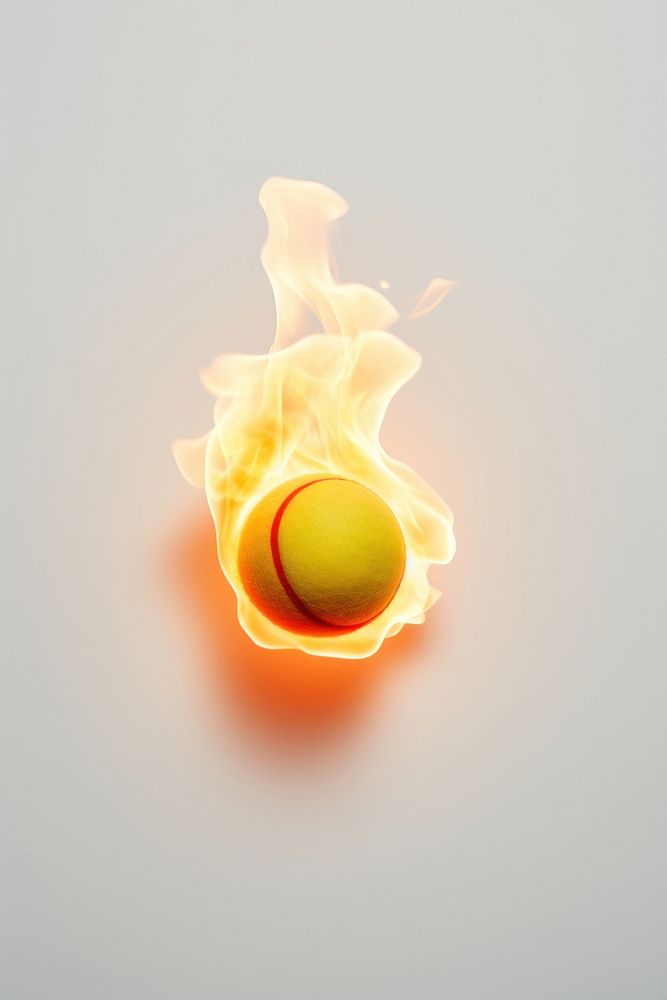 Tennis ball fire burning flame.