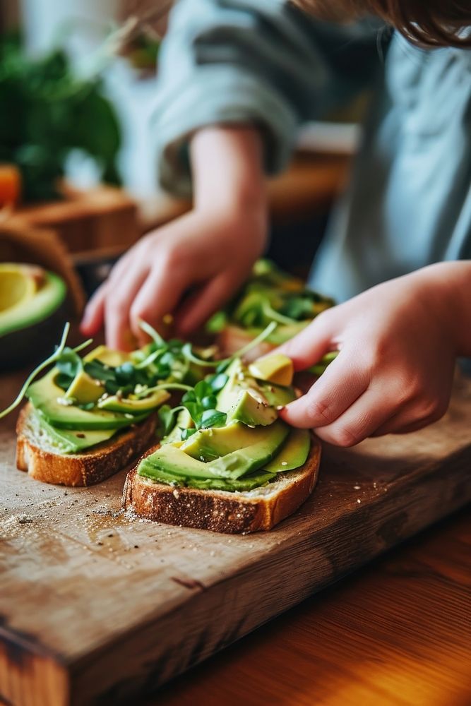 Avocado toasts kitchen bread food. AI generated Image by rawpixel.