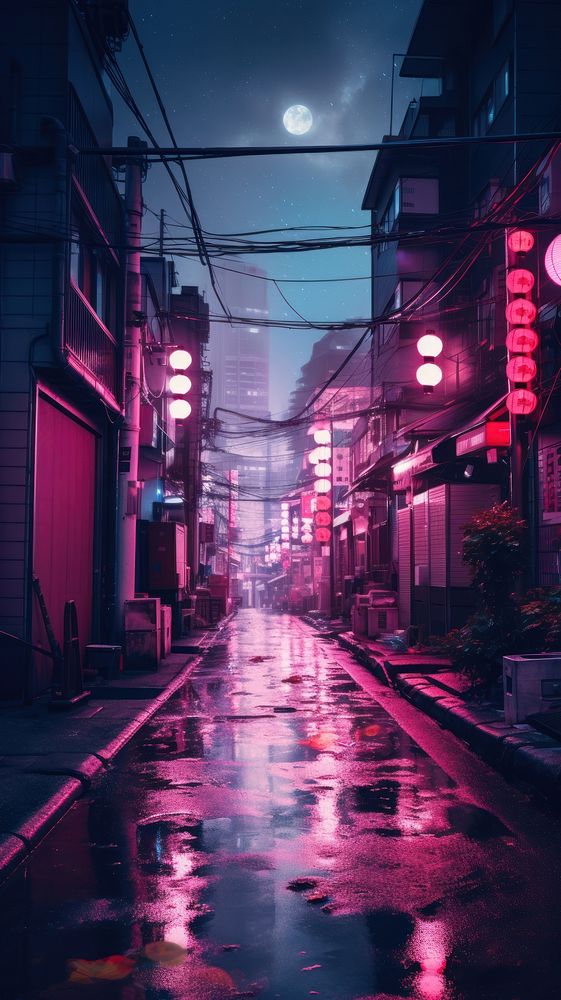  Japanese night city architecture outdoors building. AI generated Image by rawpixel.