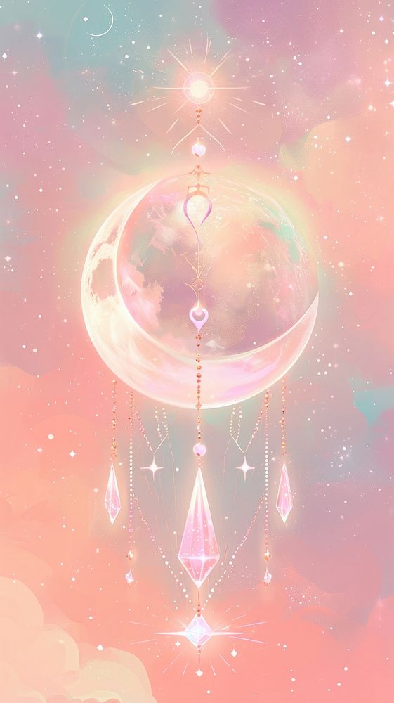 Moon phase crystal art tranquility.