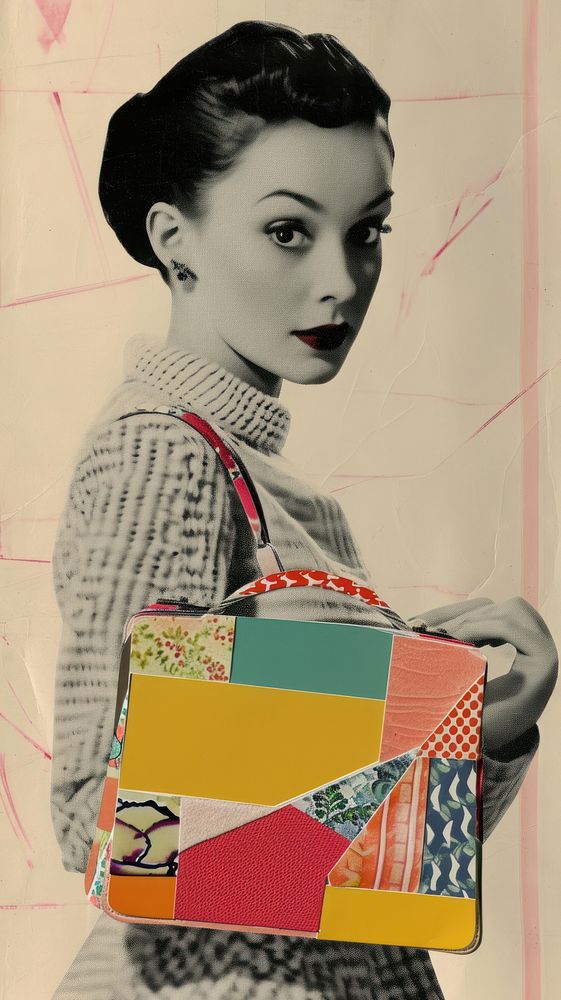 Collage Retro dreamy purse art handbag adult.