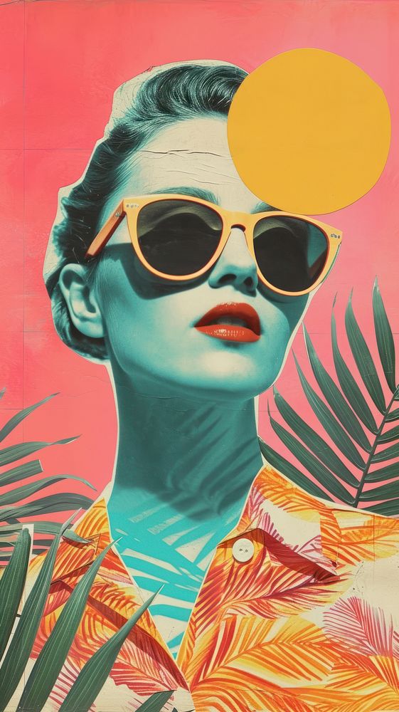 Collage Retro dreamy senior art sunglasses poster.