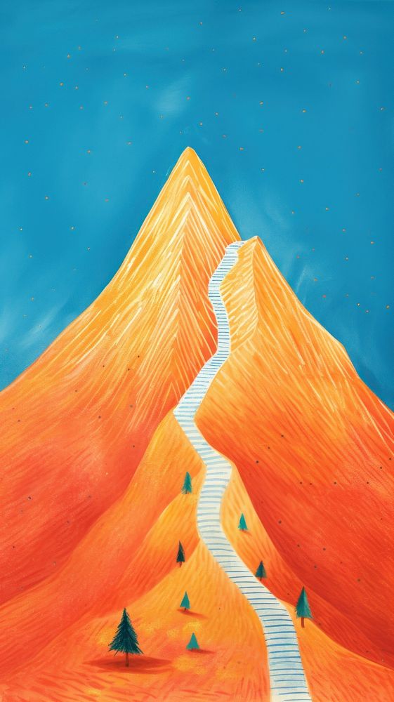 Mountain painting nature land. AI generated Image by rawpixel.