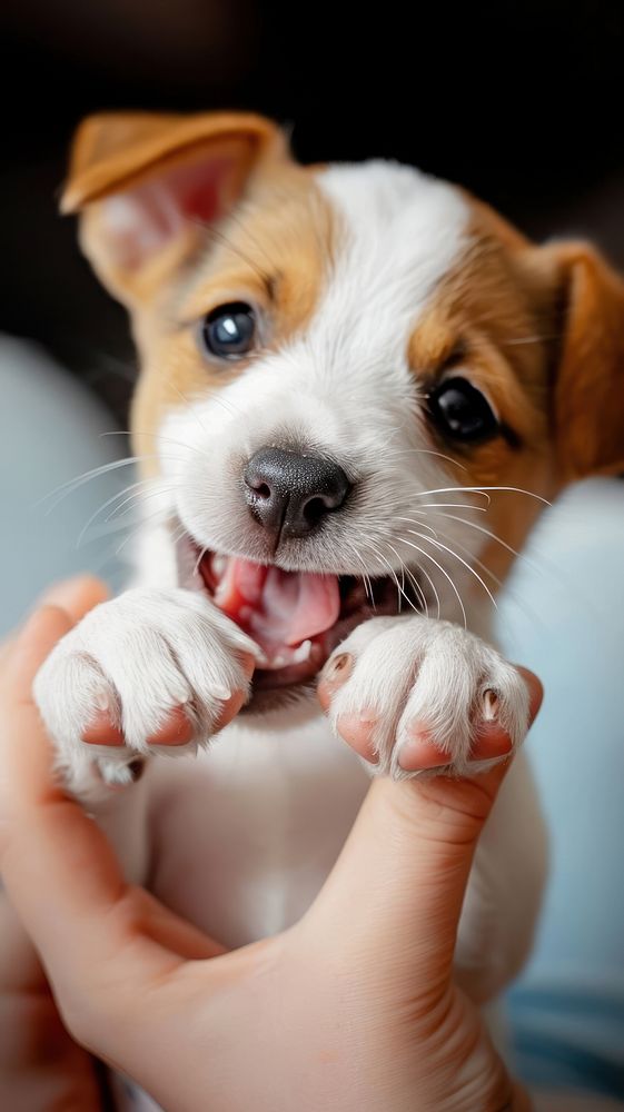 Puppy Jack Russell mammal animal finger.