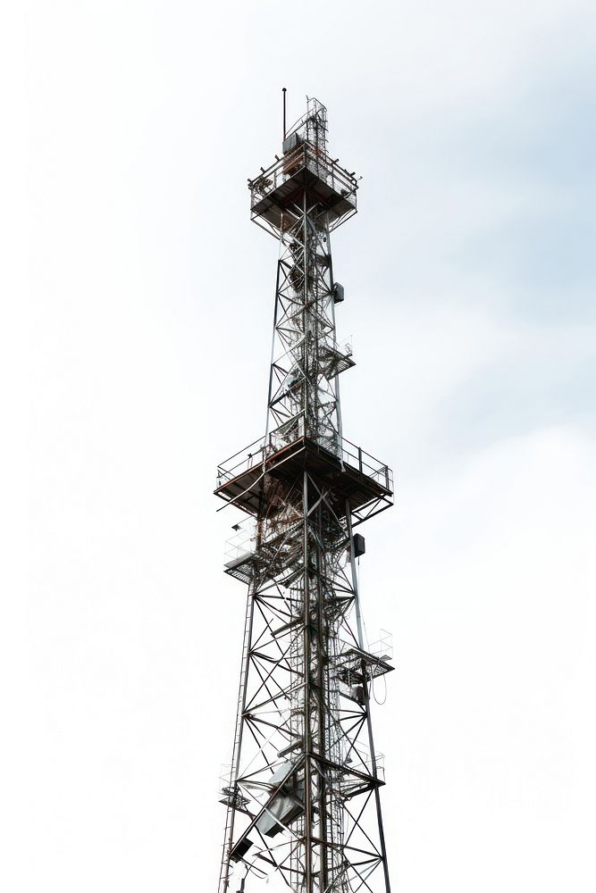 Cutout of a metallic telecom tower architecture broadcasting electricity. AI generated Image by rawpixel.
