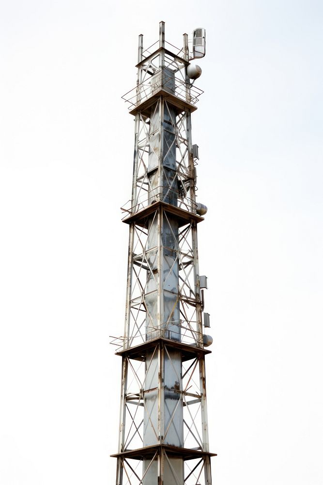 Cutout of a metallic telecom tower architecture antenna broadcasting. AI generated Image by rawpixel.