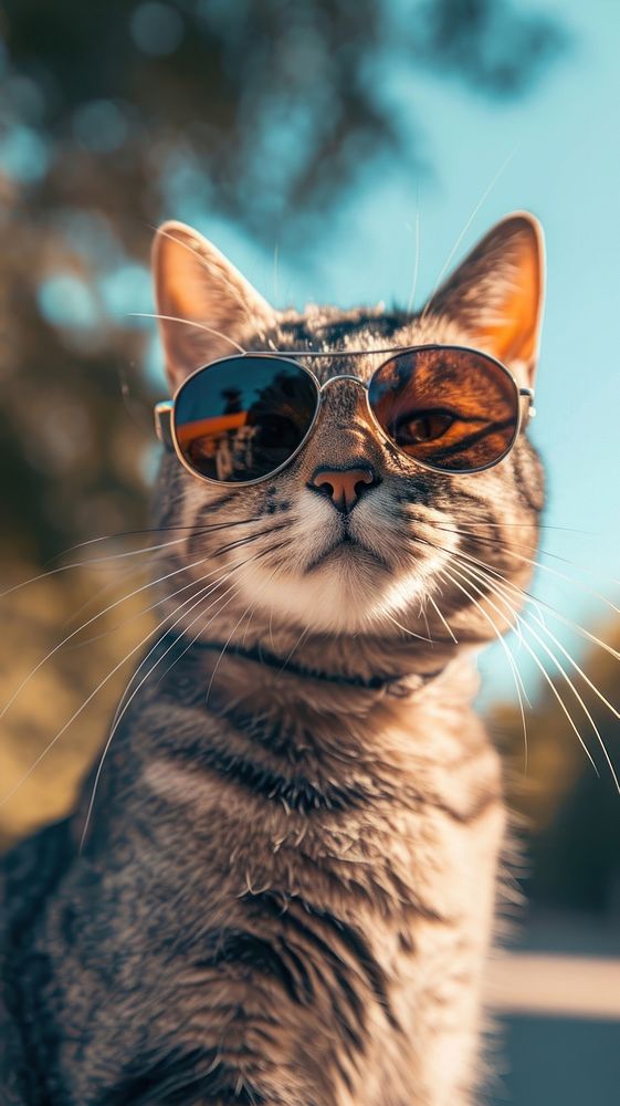 American short hair kitty sunglasses portrait mammal.