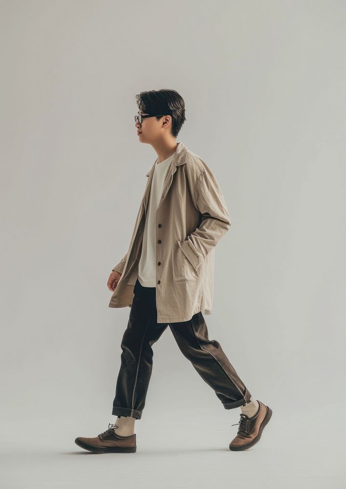 Asian footwear overcoat fashion.