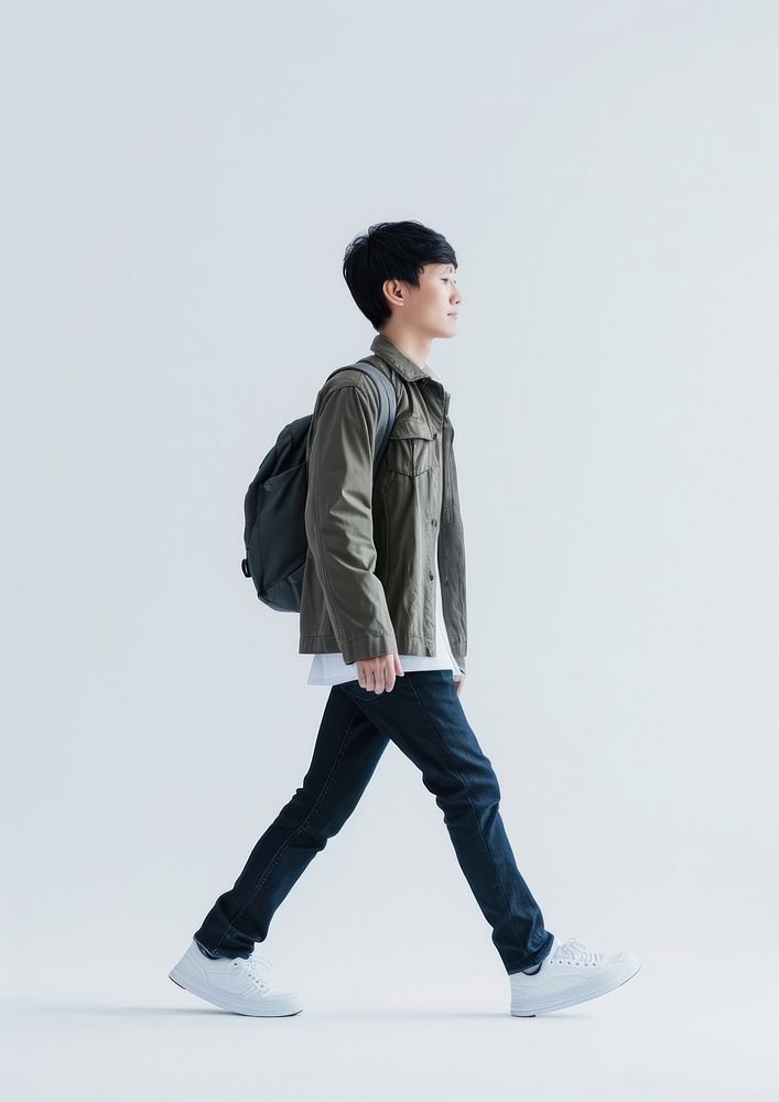 Asian walking footwear backpack.