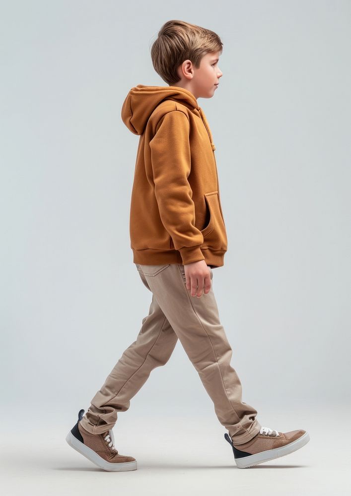 Boy sweatshirt footwear walking.