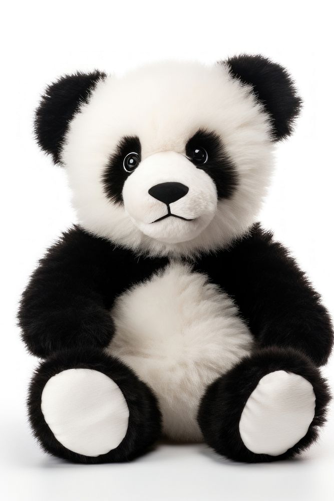 Panda teddy bear plush white toy. 