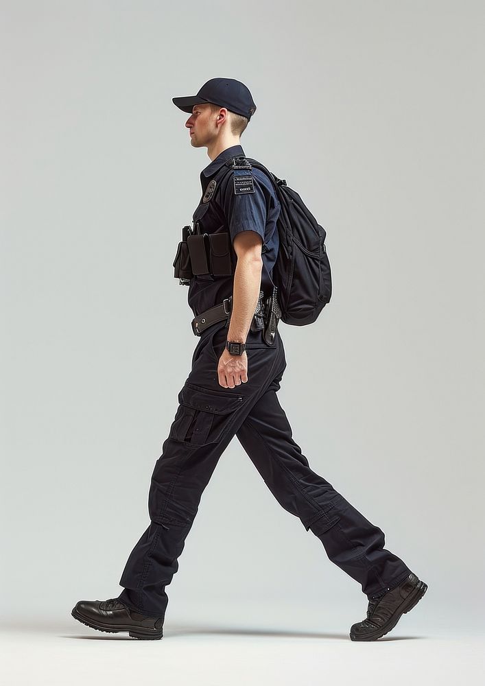 Police walking backpack footwear.