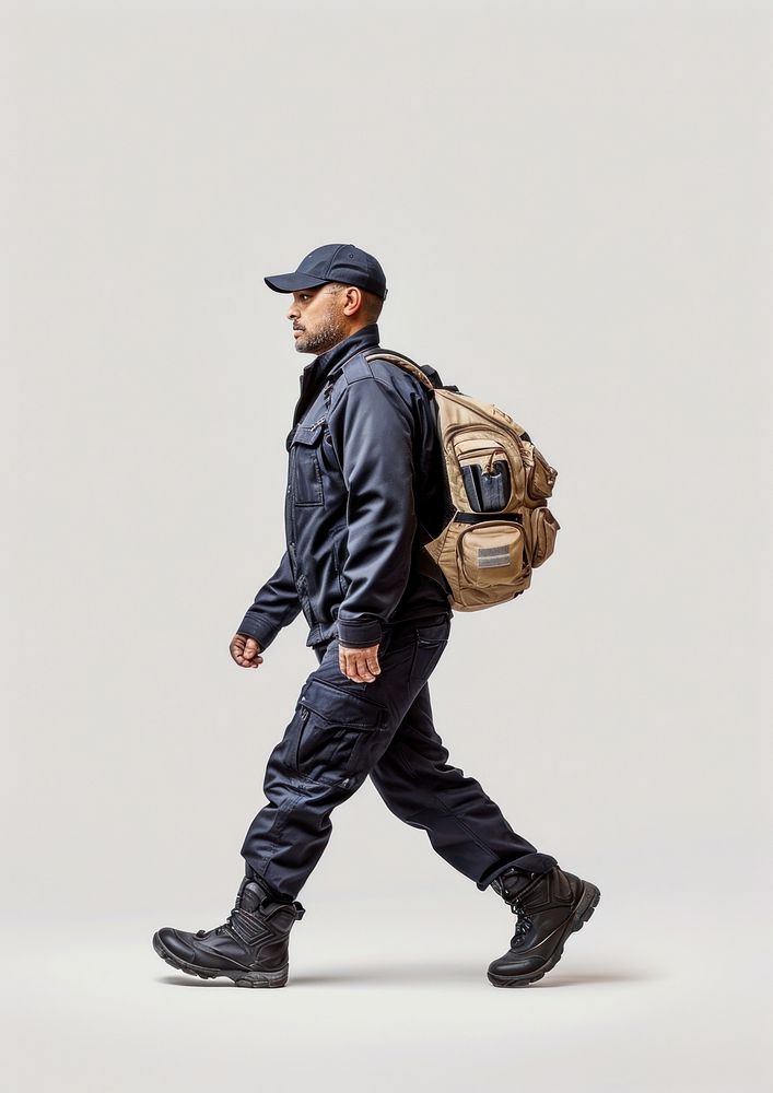 Police walking backpack footwear.