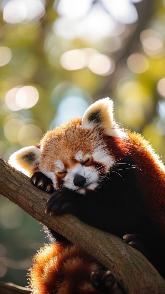 Red panda sleep wildlife animal mammal.