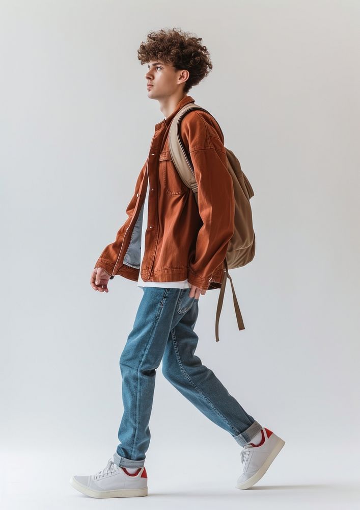 Teenager walking footwear backpack.